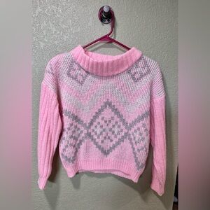 Christina Pink and Gray Cowl Neck Sweater